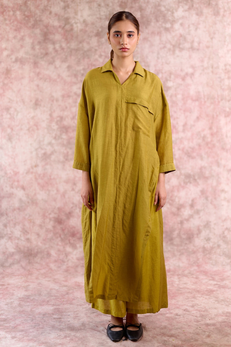 BLAKE GREEN TUNIC linen by Doodlage in green color for women Worldwide