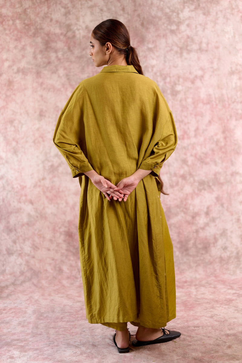 BLAKE GREEN TUNIC linen by Doodlage in green color for women Worldwide