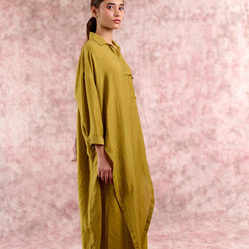 BLAKE GREEN TUNIC linen by Doodlage in green color for women Worldwide