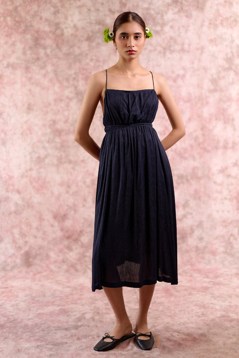 Nina Navy Tunic bemberg muga silk by Doodlage in navy color for women Worldwide