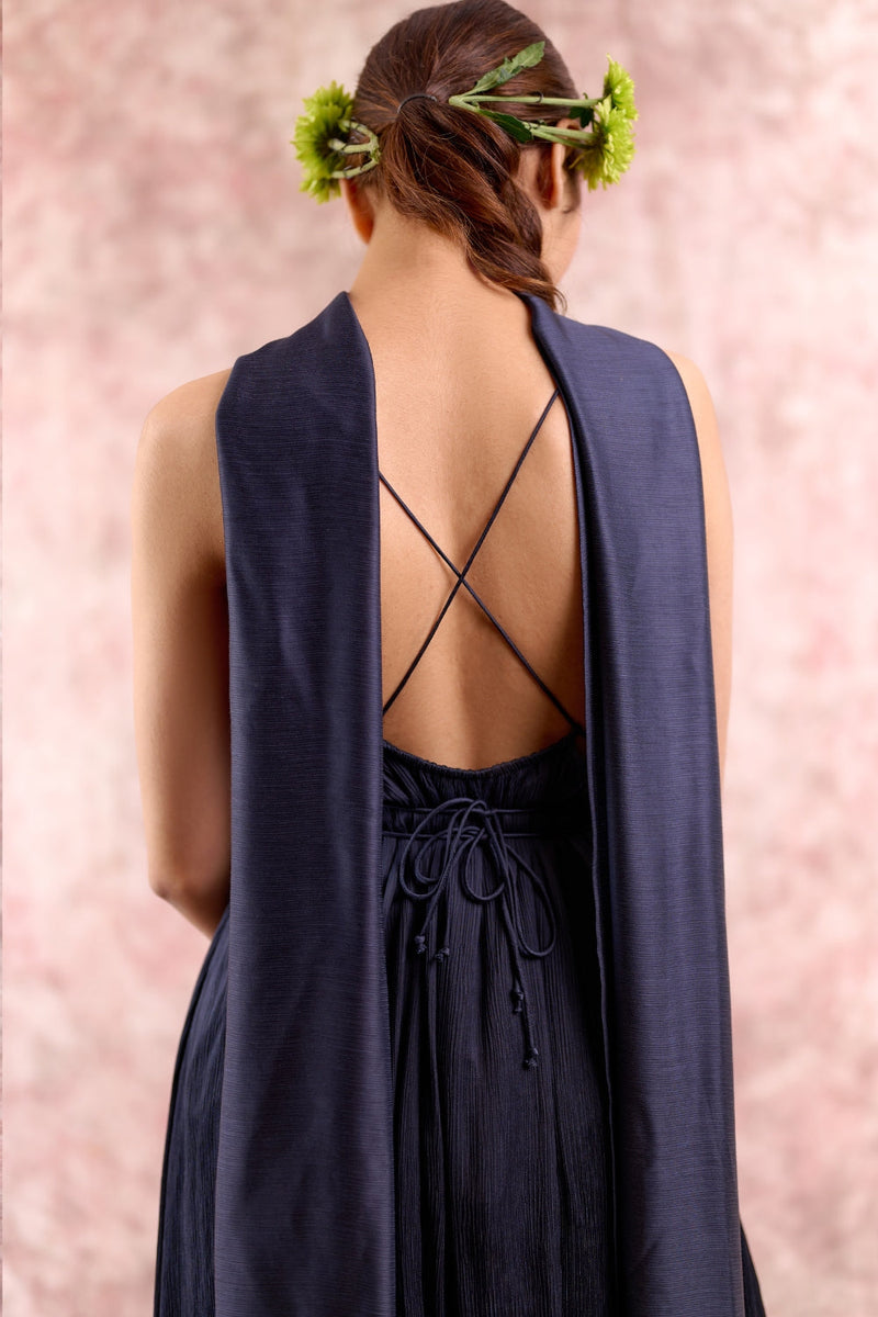 Nina Navy Tunic bemberg muga silk by Doodlage in navy color for women Worldwide