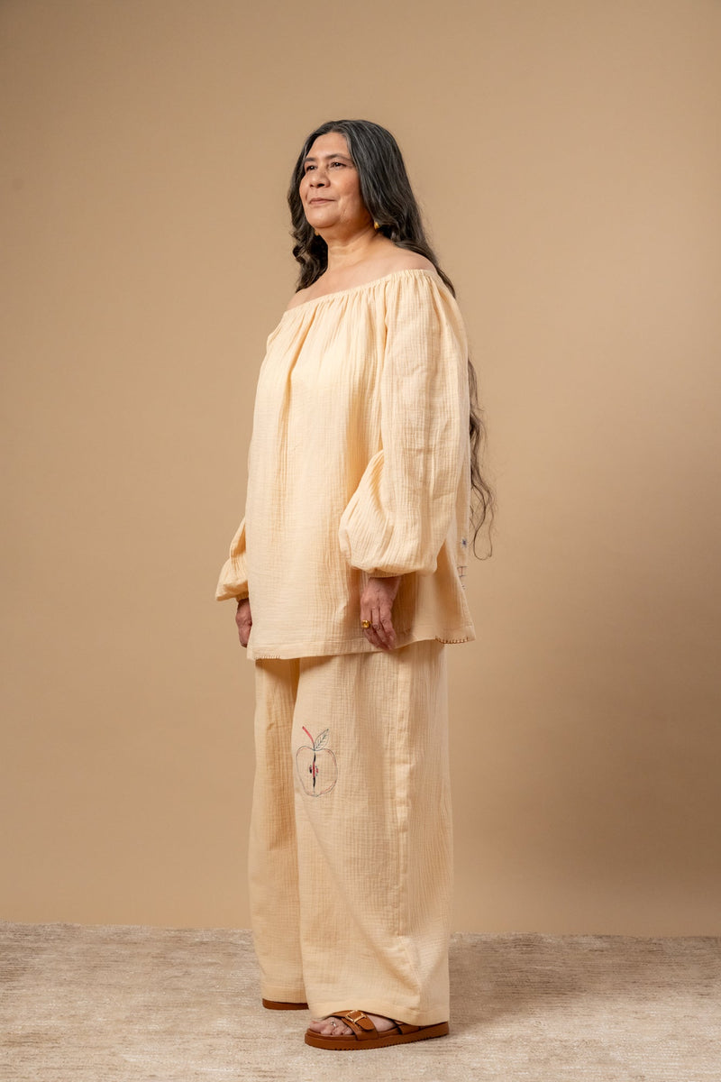 Firefly Flicker Top organic cotton gauge by Doodlage in beige color for women Worldwide