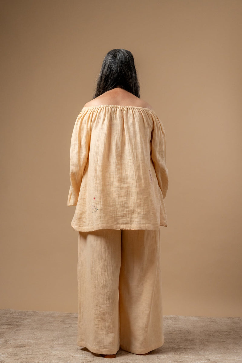 Firefly Flicker Top organic cotton gauge by Doodlage in beige color for women Worldwide
