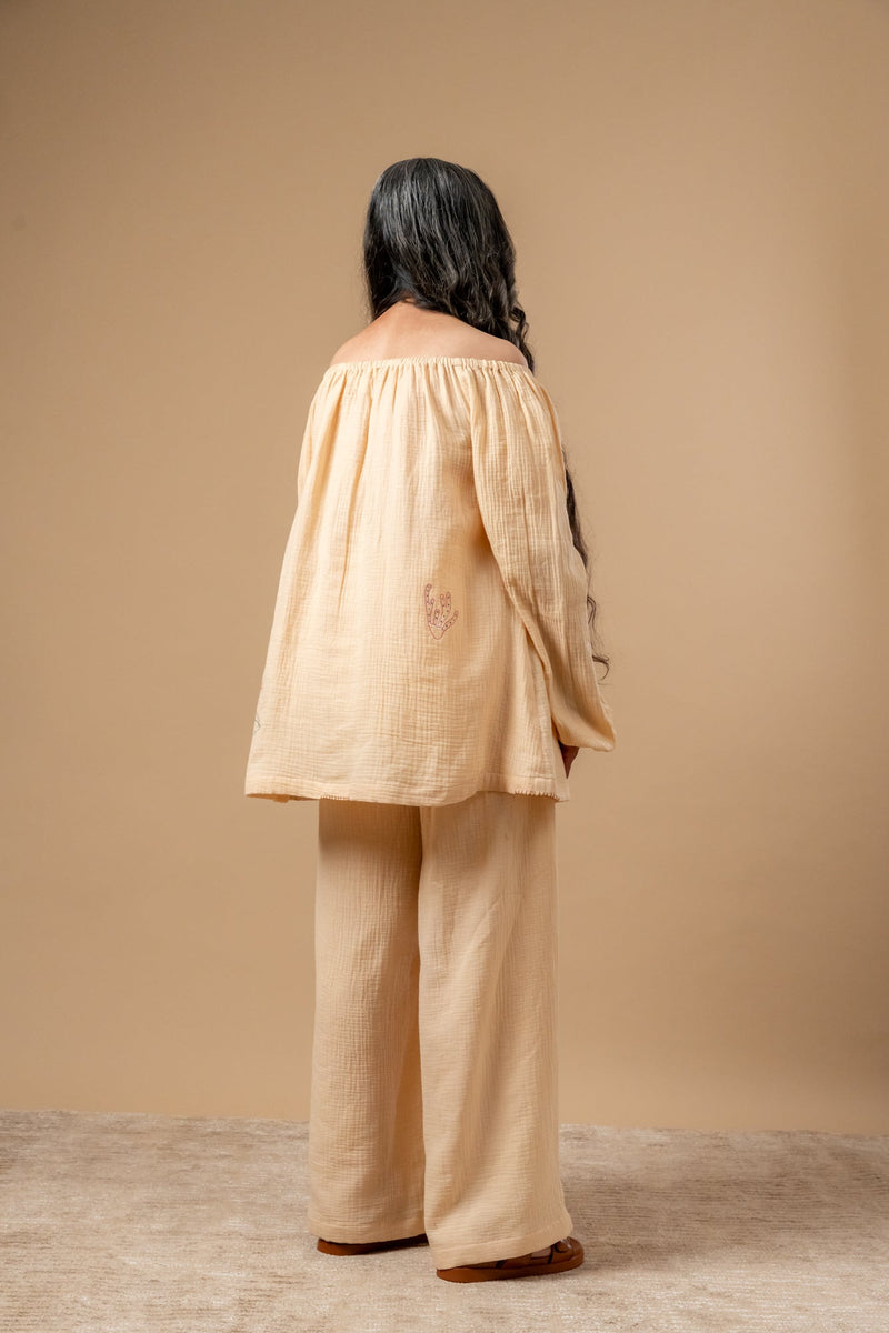 Firefly Flicker Top organic cotton gauge by Doodlage in beige color for women Worldwide