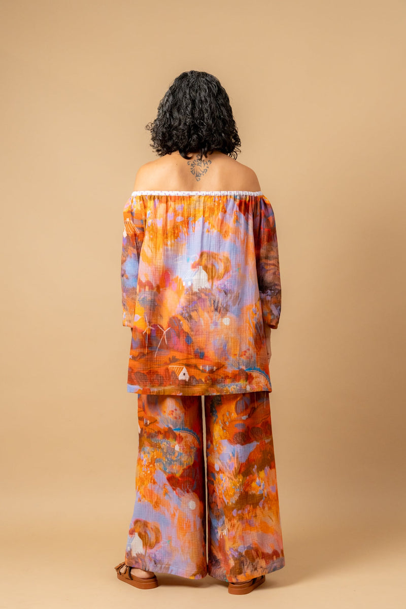 Firefly flicker printed top organic cotton gauge by Doodlage in multi color for women Worldwide