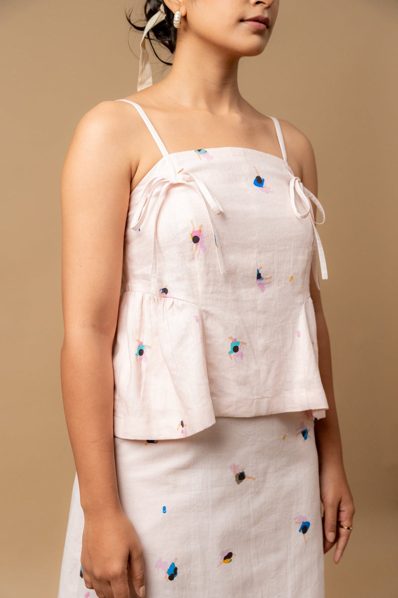 Sunhat spell printed top by Doodlage in pink color for women Worldwide