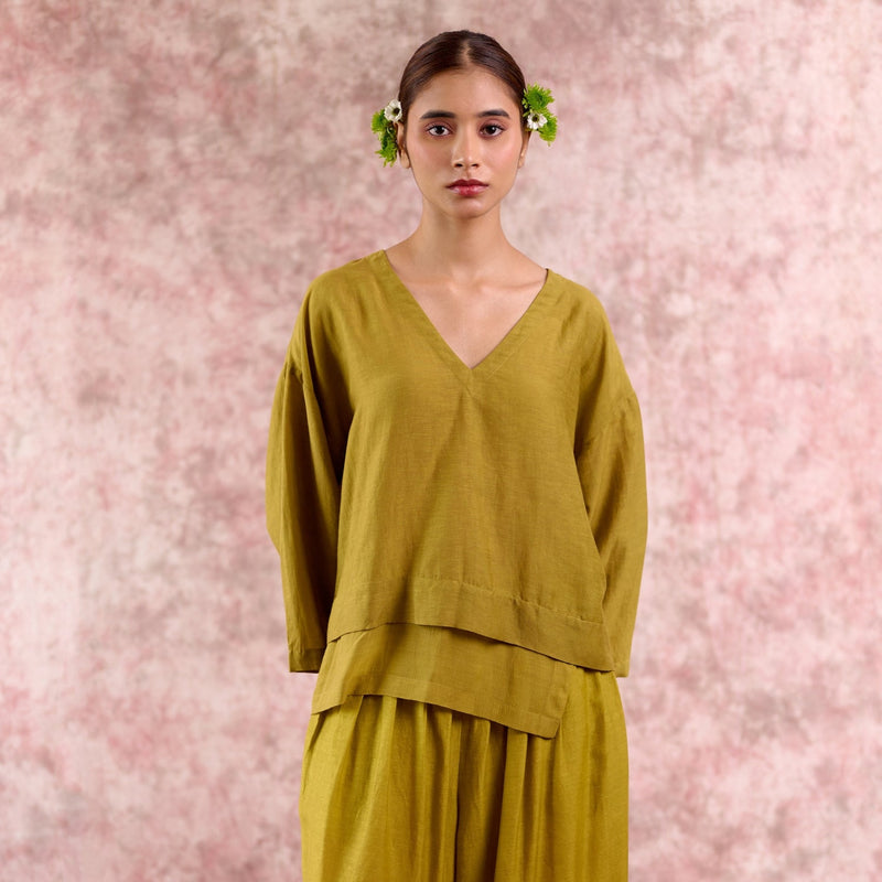 Savanna Green Top georgette by Doodlage in green color for women Worldwide