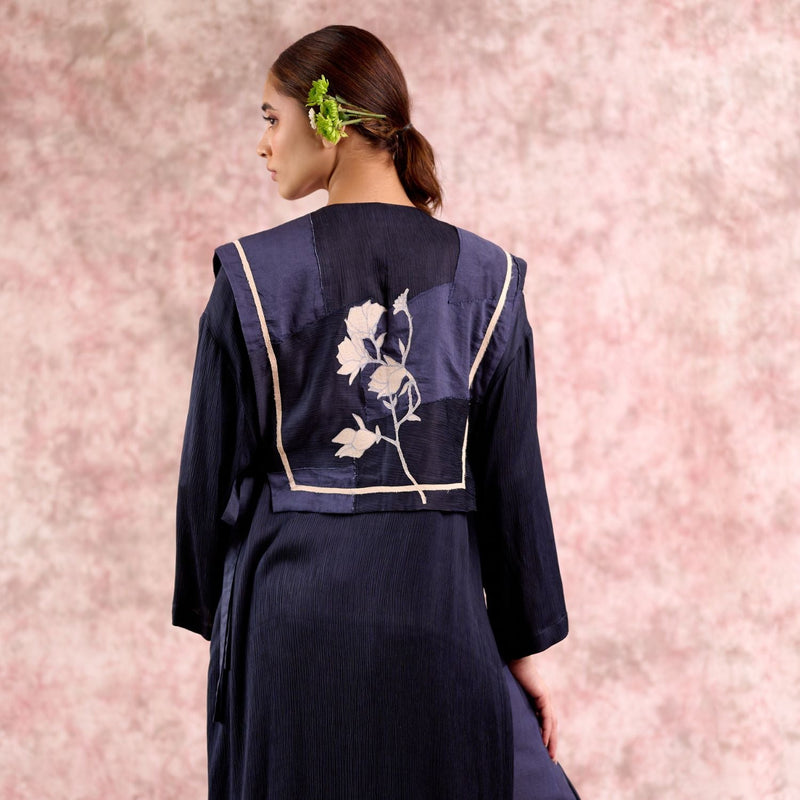 Eclipse Navy Top bemberg muga silk by Doodlage in navy color for women Worldwide