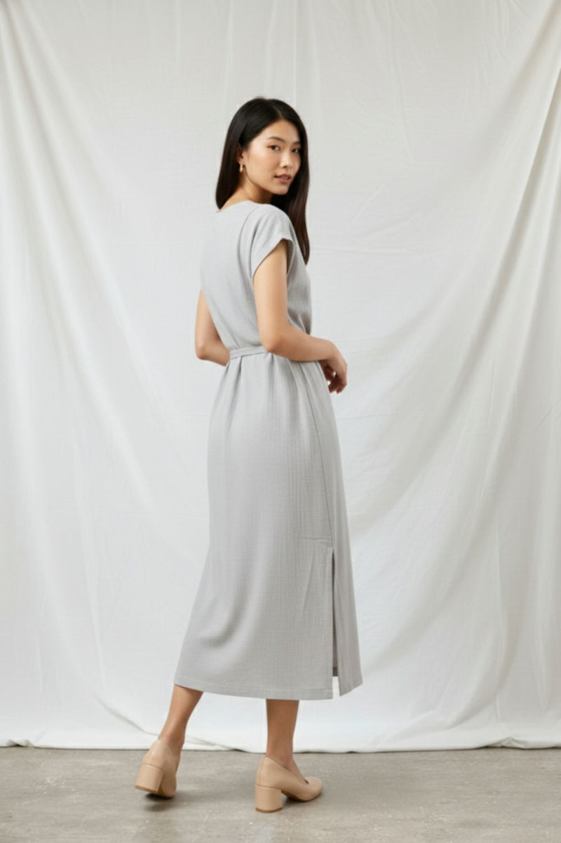 ERNA GREY DRESS organic cotton gauge by Doodlage in grey color for women Worldwide