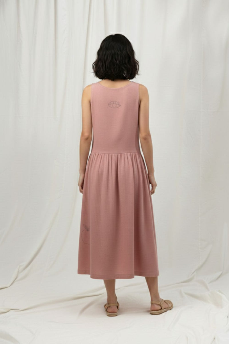 SUSAN PINK DRESS organic cotton gauge by Doodlage in pink color for women Worldwide