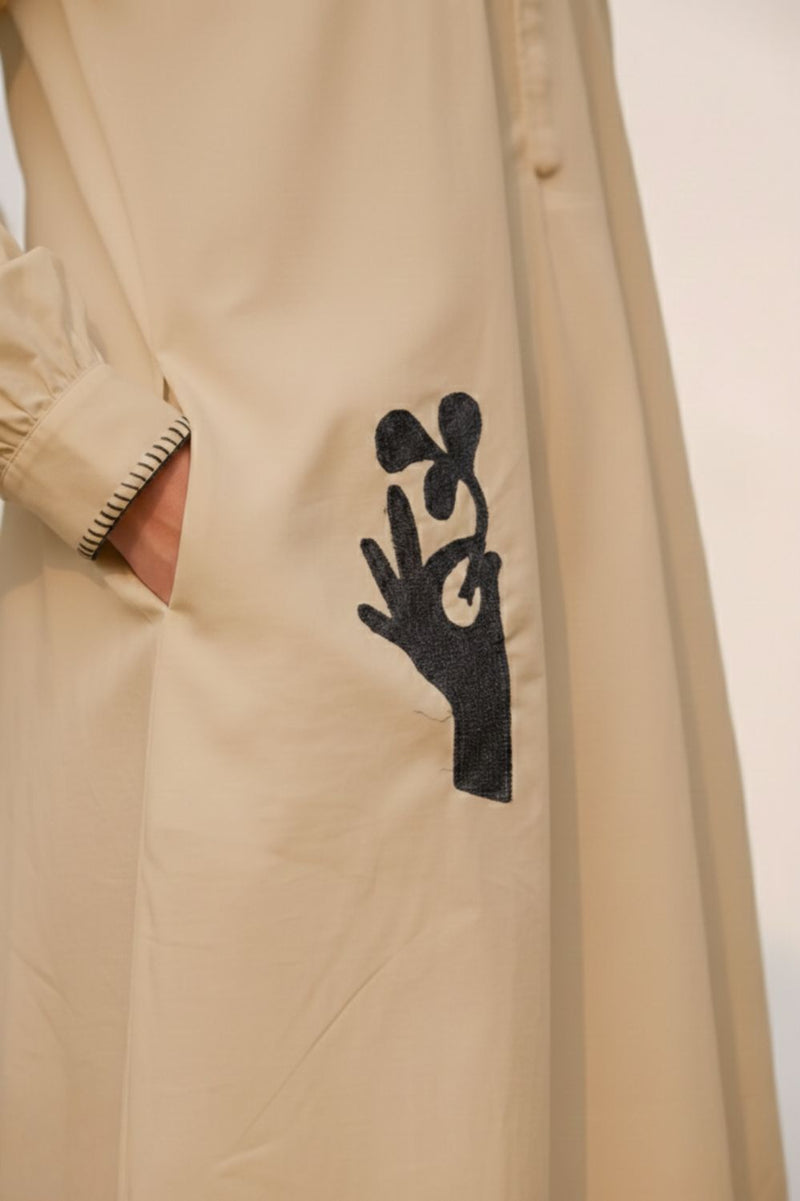 ASTRID BEIGE DRESS upcycled cotton by Doodlage in beige color for women Worldwide