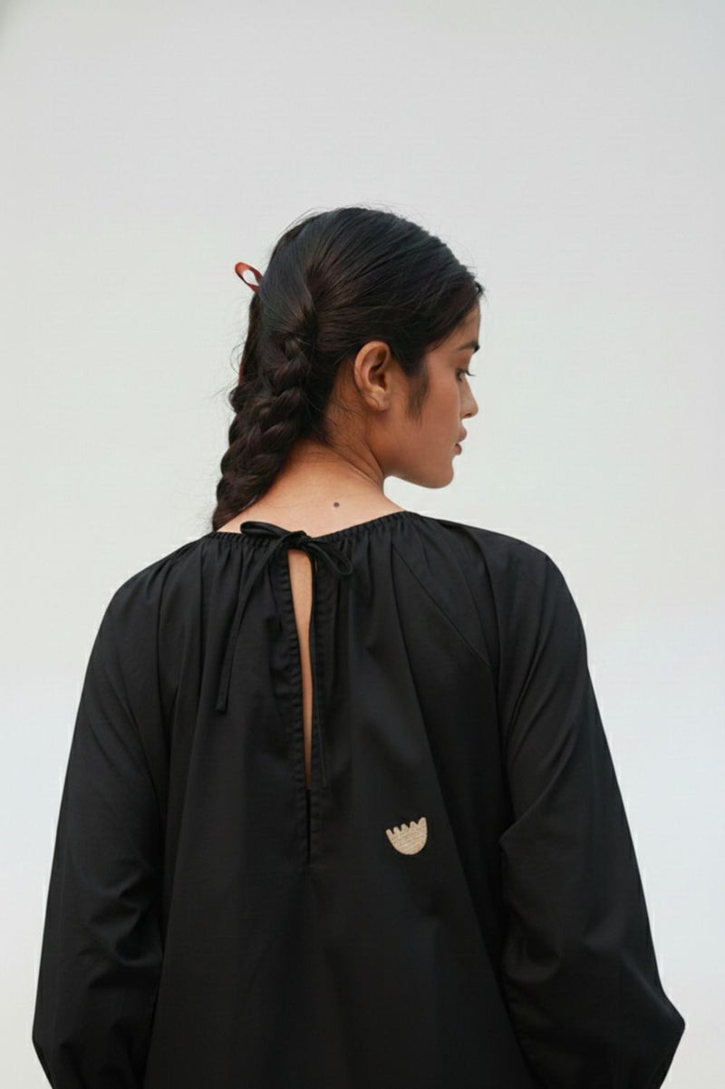 ASTRID BLACK DRESS upcycled cotton by Doodlage in black color for women Worldwide