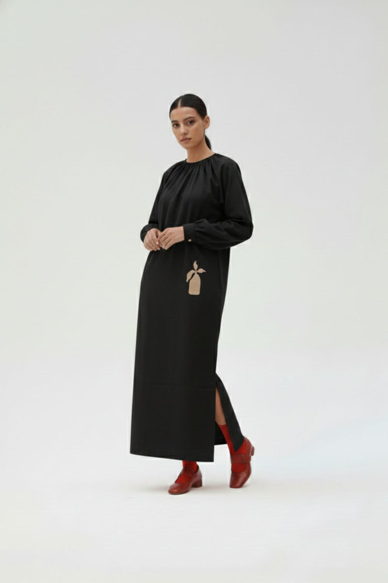 ASTRID BLACK DRESS upcycled cotton by Doodlage in black color for women Worldwide