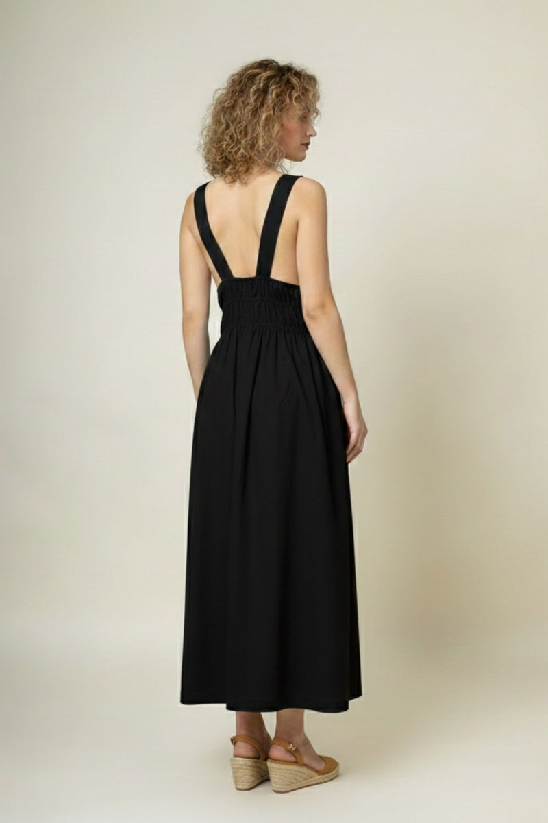 AUGUST BLACK DRESS upcycled cotton by Doodlage in black color for women Worldwide