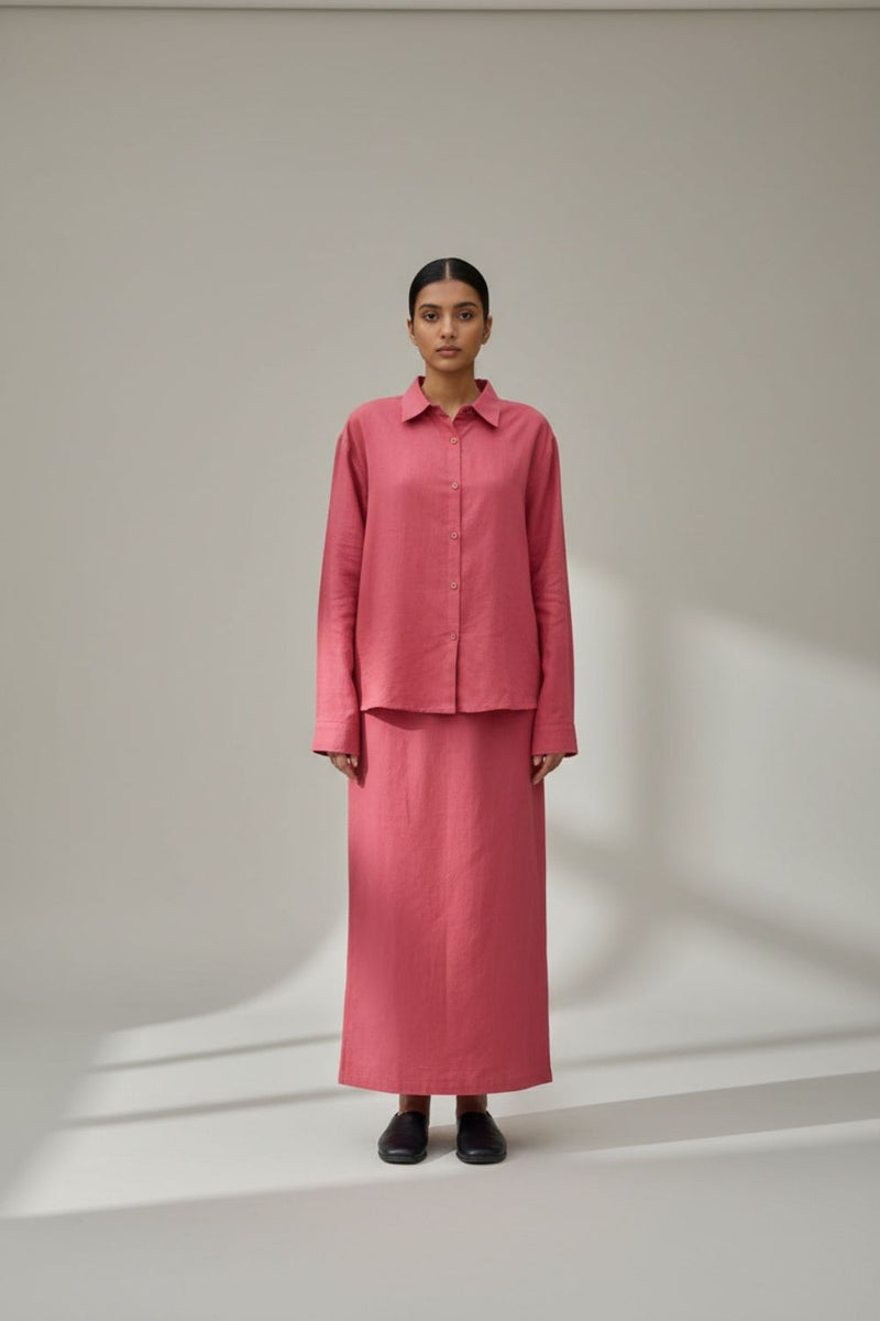 Earo Pink Shirt upcycled cotton by Doodlage in pink color for women Worldwide