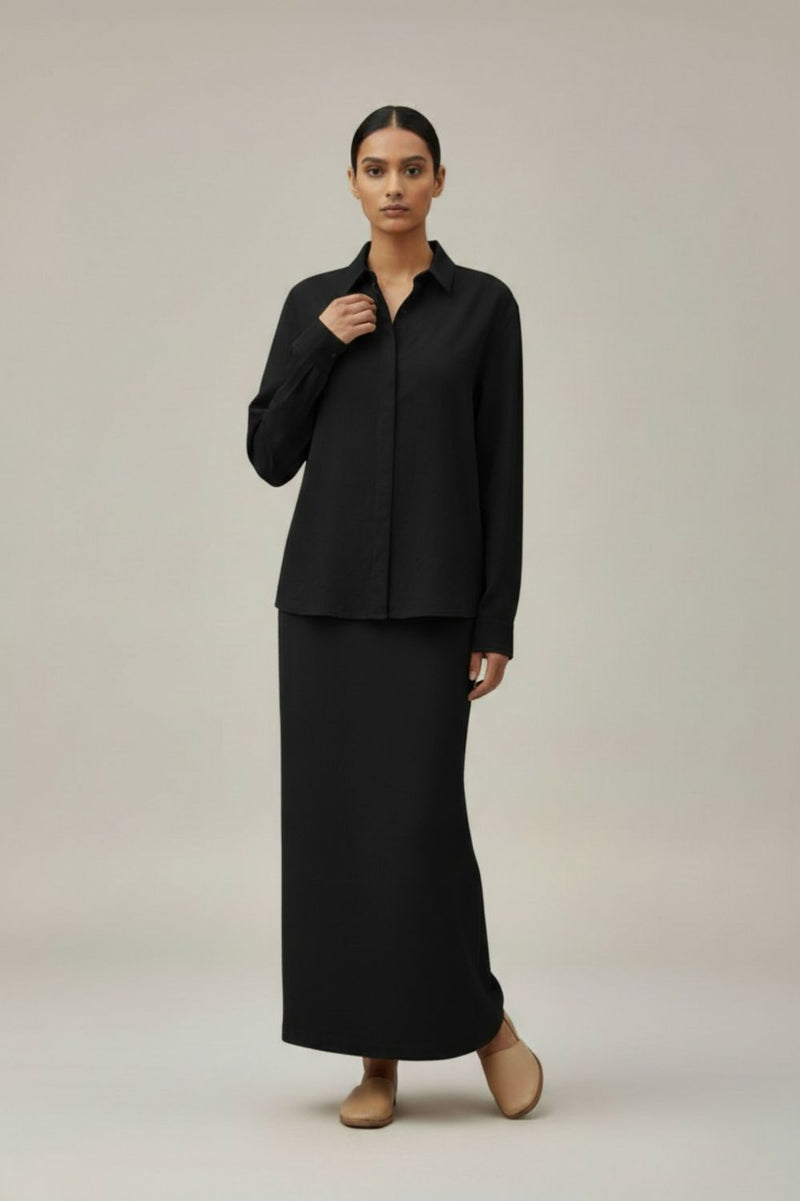 EARO BLACK SHIRT upcycled cotton by Doodlage in black color for women Worldwide