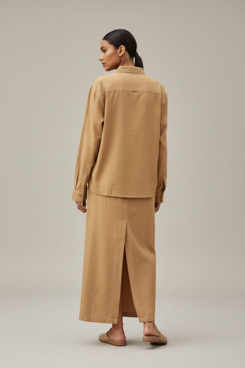 Abby Sand Skirt upcycled cotton by Doodlage in sand color for women Worldwide