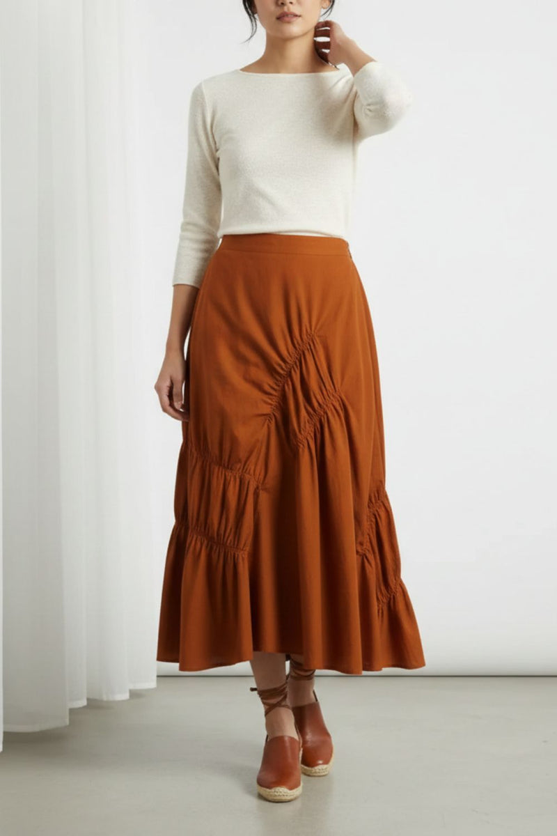 LIZZY RUST SKIRT patchwork by Doodlage in rust color for women Worldwide