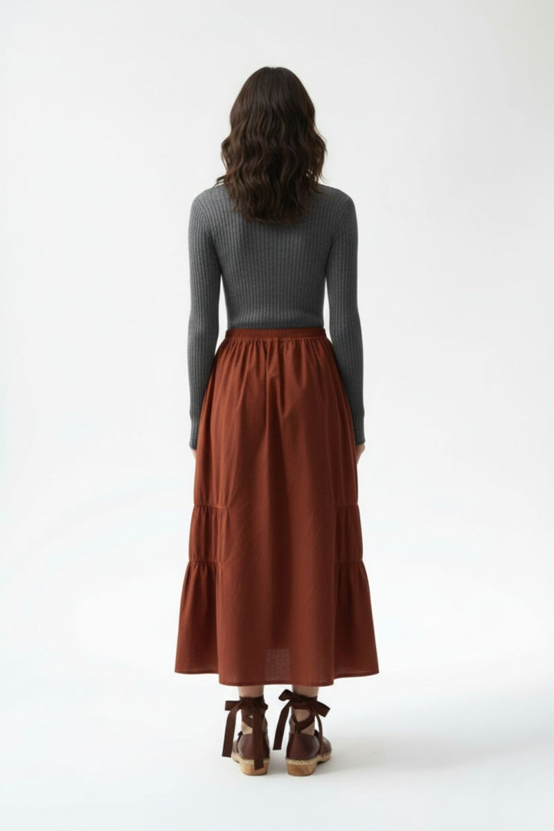 LIZZY RUST SKIRT patchwork by Doodlage in rust color for women Worldwide