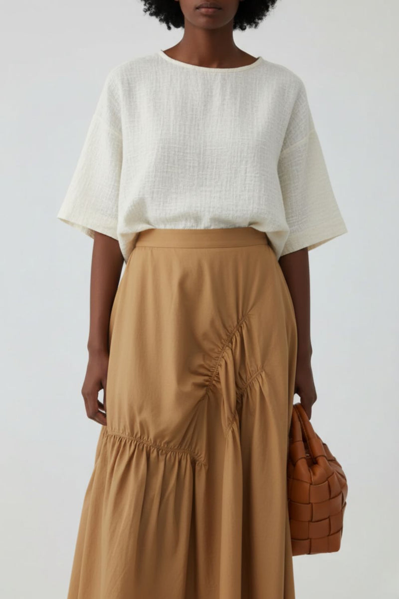 LIZZY BEIGE SKIRT patchwork by Doodlage in beige color for women Worldwide
