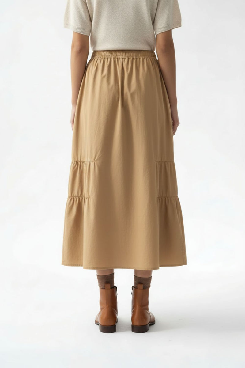 LIZZY BEIGE SKIRT patchwork by Doodlage in beige color for women Worldwide