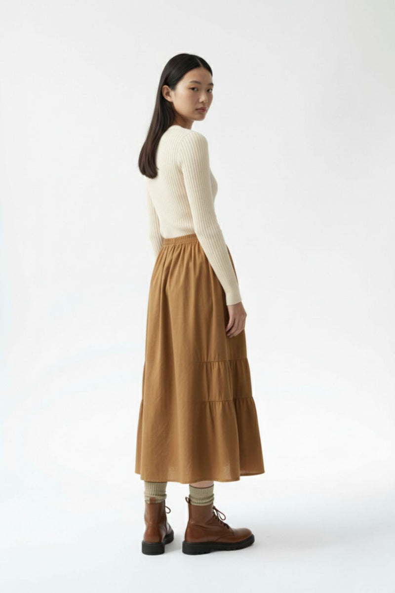 LIZZY BEIGE SKIRT patchwork by Doodlage in beige color for women Worldwide