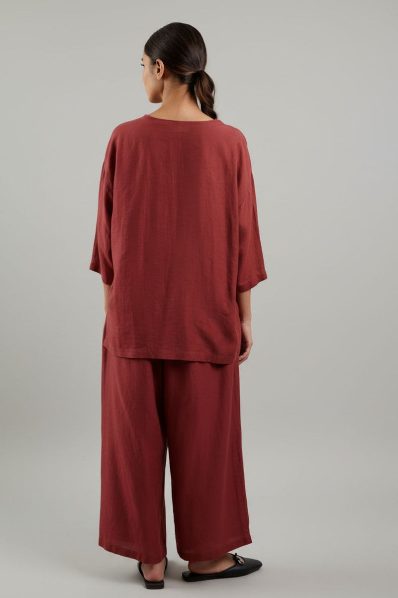 Savanna Maroon Set linen by Doodlage for women Worldwide