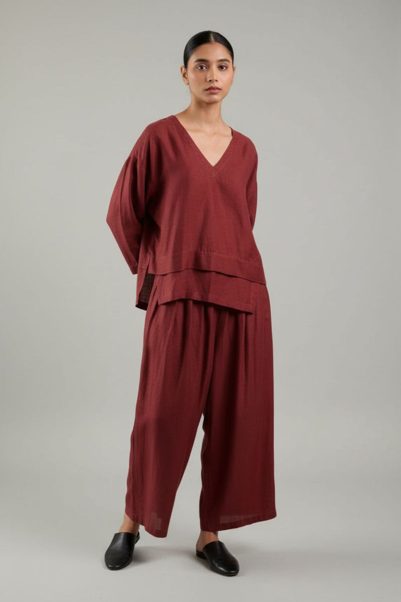 Savanna Maroon Set linen by Doodlage for women Worldwide