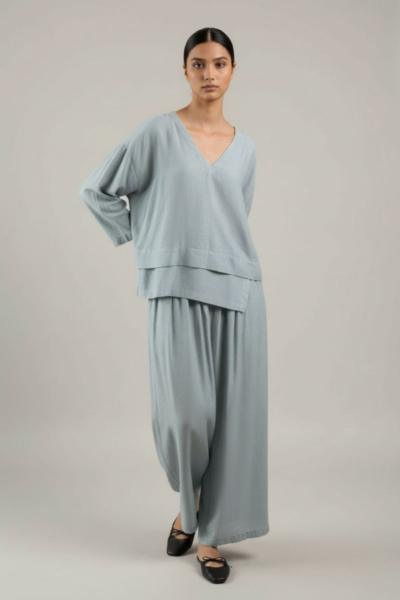 Savanna Grey Set linen by Doodlage in grey color for women Worldwide