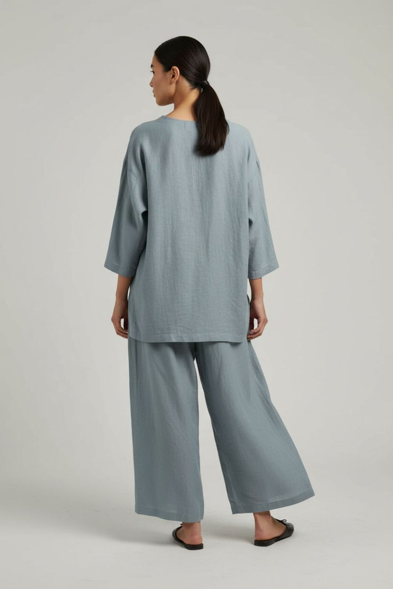 Savanna Grey Set linen by Doodlage in grey color for women Worldwide