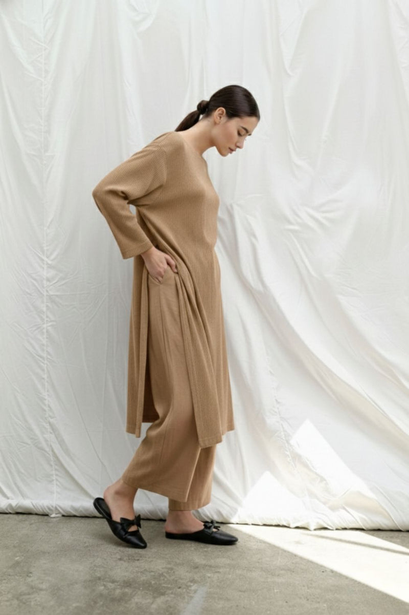 FRIDA BEIGE TUNIC bemberg muga silk by Doodlage in beige color for women Worldwide