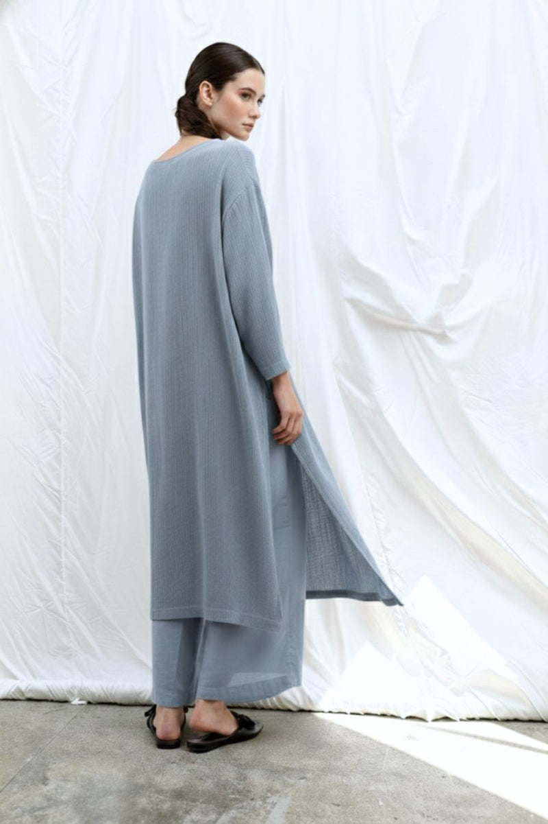 FRIDA PALE BLUE TUNIC bemberg muga silk by Doodlage in blue color for women Worldwide