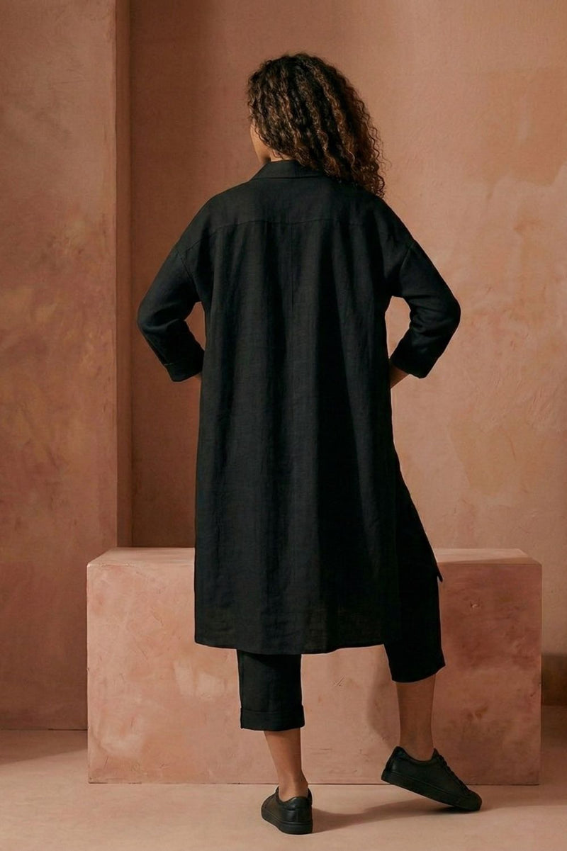 BLAKE BLACK TUNIC upcycled cotton by Doodlage in black color for women Worldwide