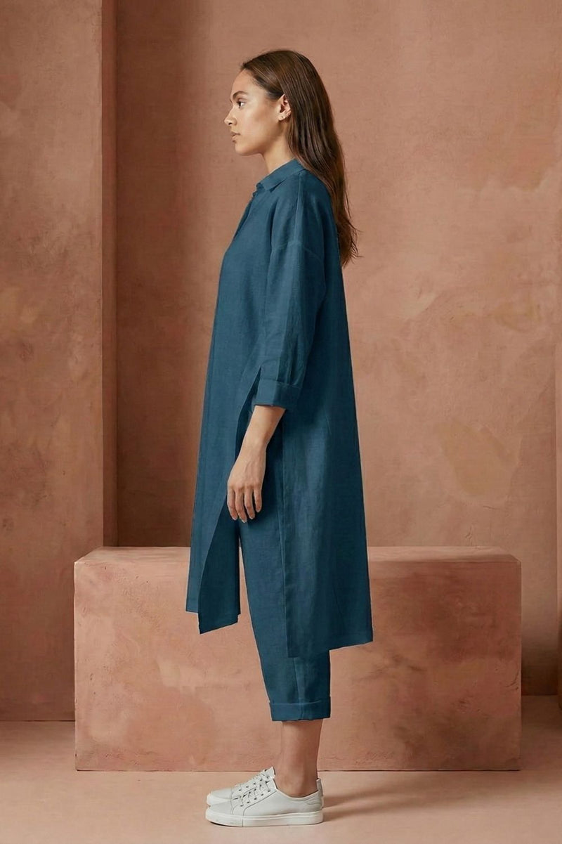 BLAKE TEAL TUNIC upcycled cotton by Doodlage in teal color for women Worldwide