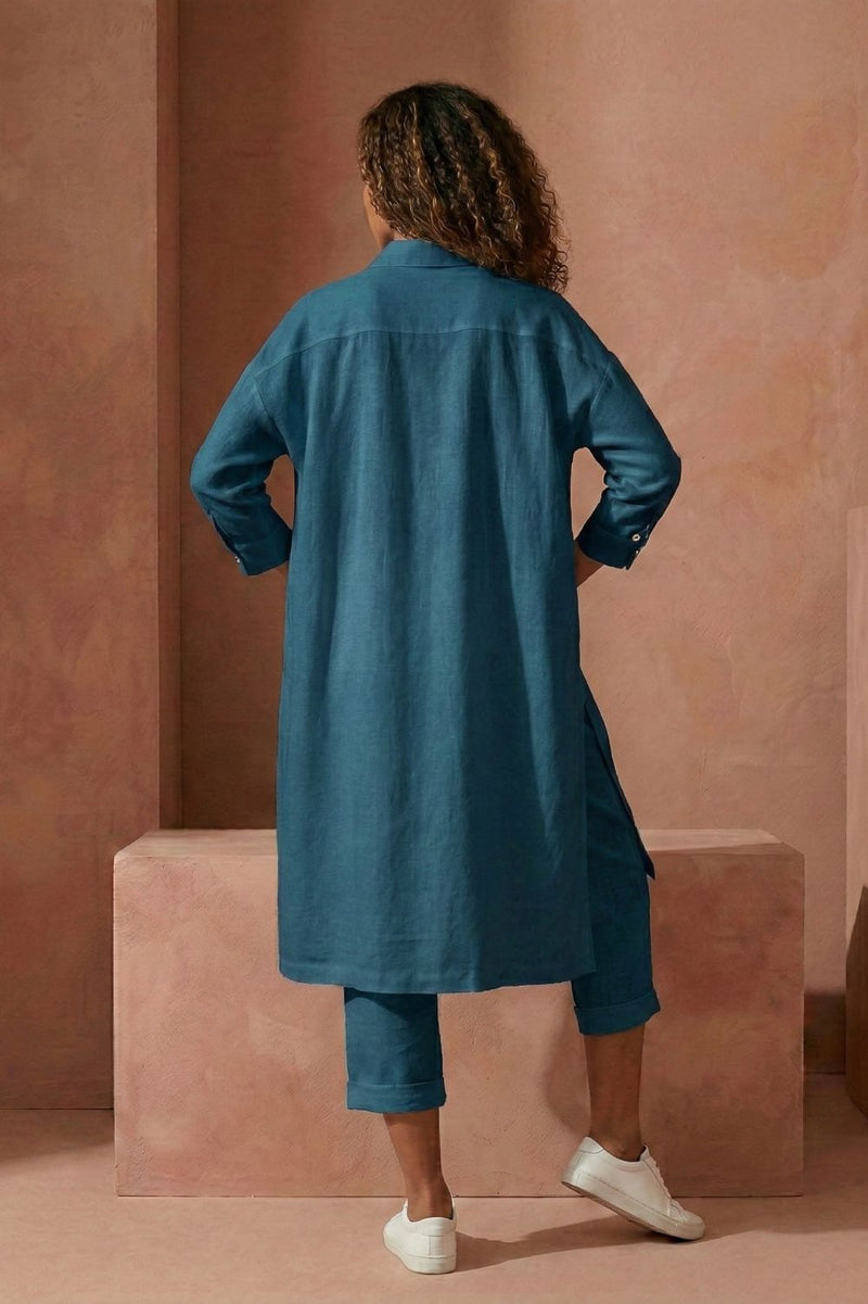 BLAKE TEAL TUNIC upcycled cotton by Doodlage in teal color for women Worldwide