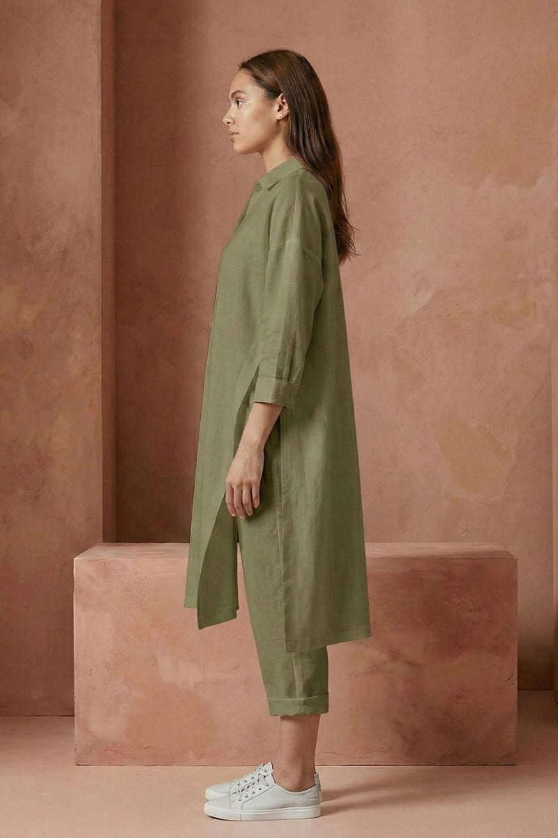 BLAKE OLIVE TUNIC upcycled cotton by Doodlage in olive color for women Worldwide