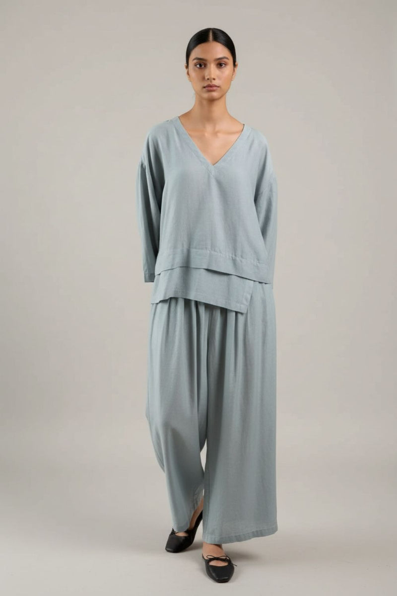 Savanna Grey Top linen by Doodlage in grey color for women Worldwide