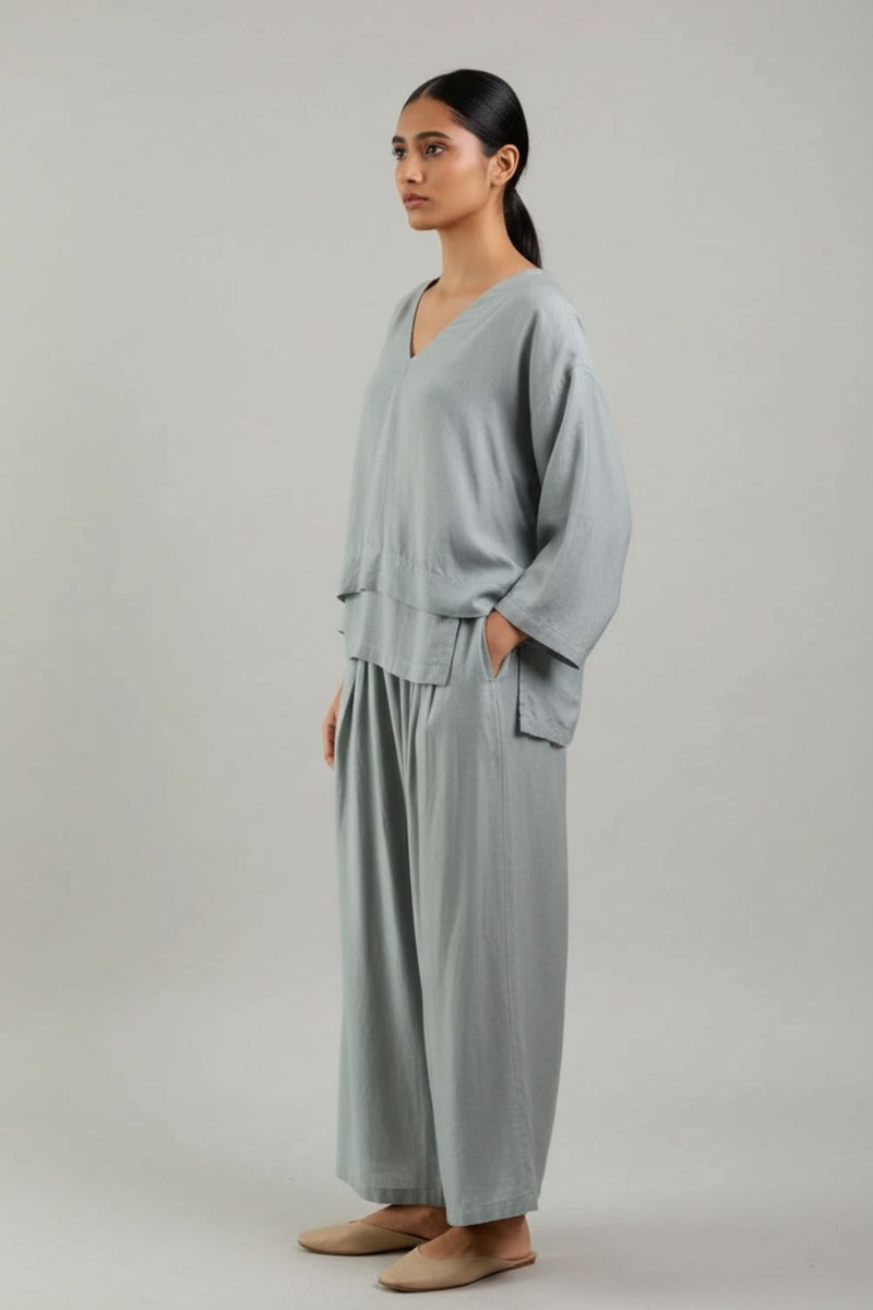 Savanna Grey Top linen by Doodlage in grey color for women Worldwide