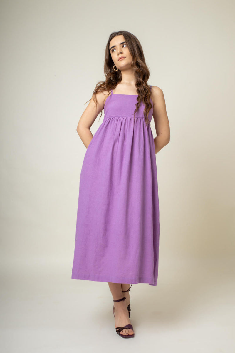 Ella Purple Dress cotton by Doodlage in purple color for women Worldwide
