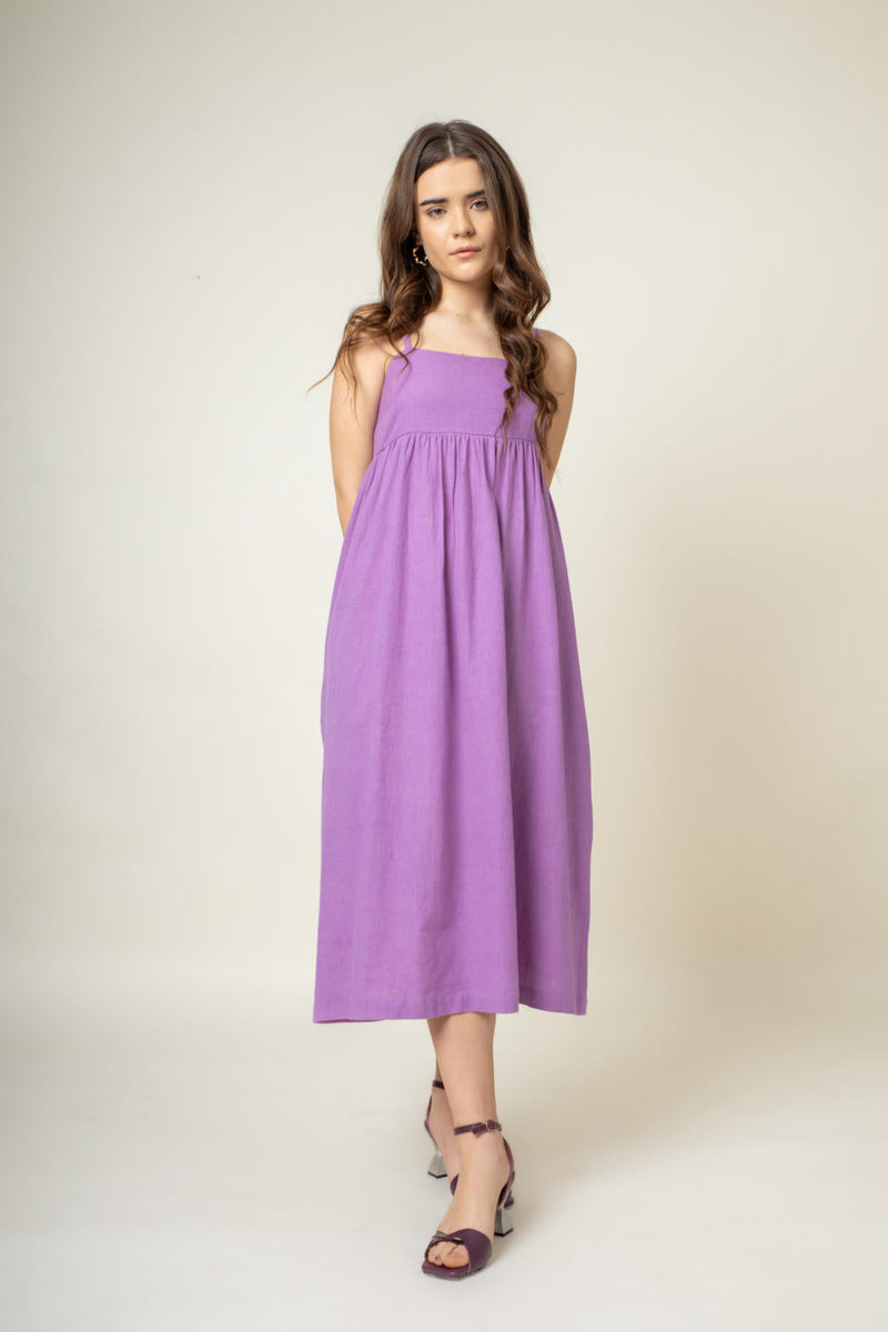 Ella Purple Dress cotton by Doodlage in purple color for women Worldwide