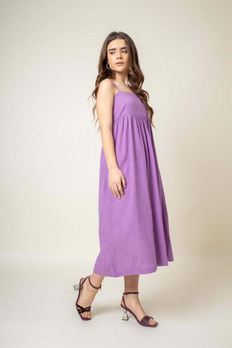Ella Purple Dress cotton by Doodlage in purple color for women Worldwide