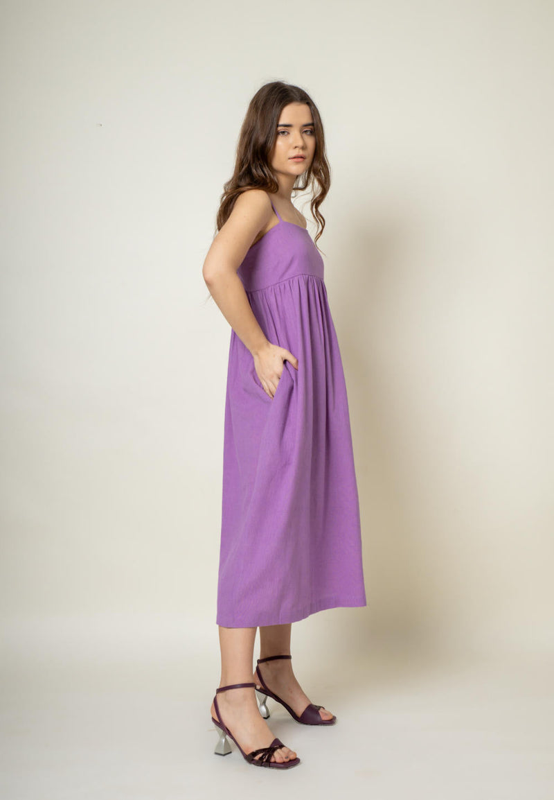 Ella Purple Dress cotton by Doodlage in purple color for women Worldwide