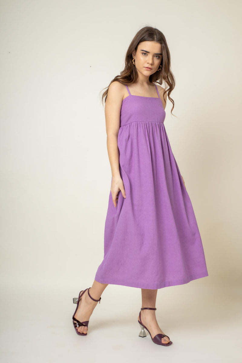 Ella Purple Dress cotton by Doodlage in purple color for women Worldwide