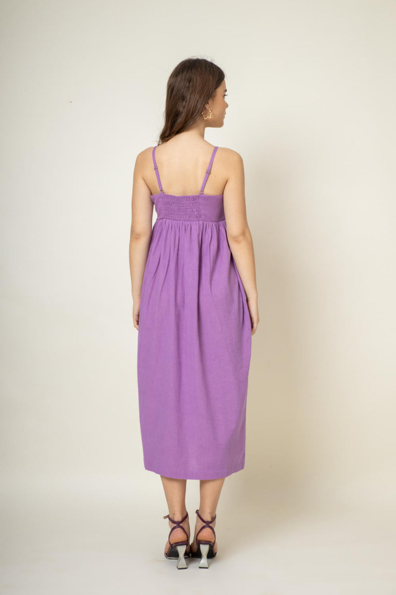 Ella Purple Dress cotton by Doodlage in purple color for women Worldwide