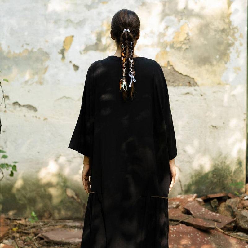 Edith Black Dress by Doodlage in black color for women Worldwide