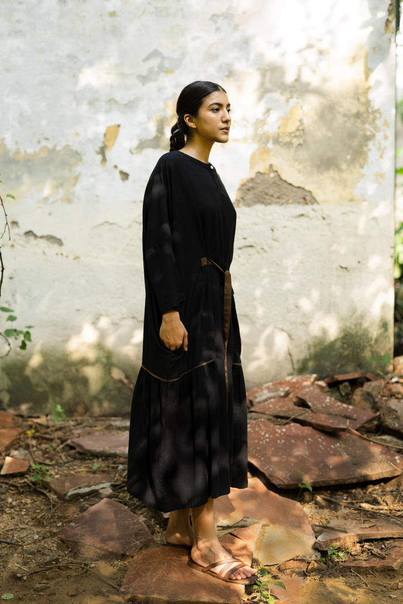 Edith Black Dress by Doodlage in black color for women Worldwide