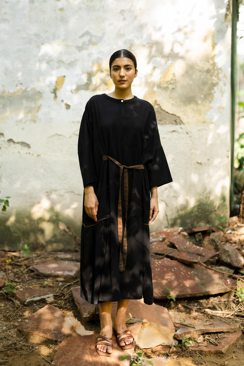 Edith Black Dress by Doodlage in black color for women Worldwide