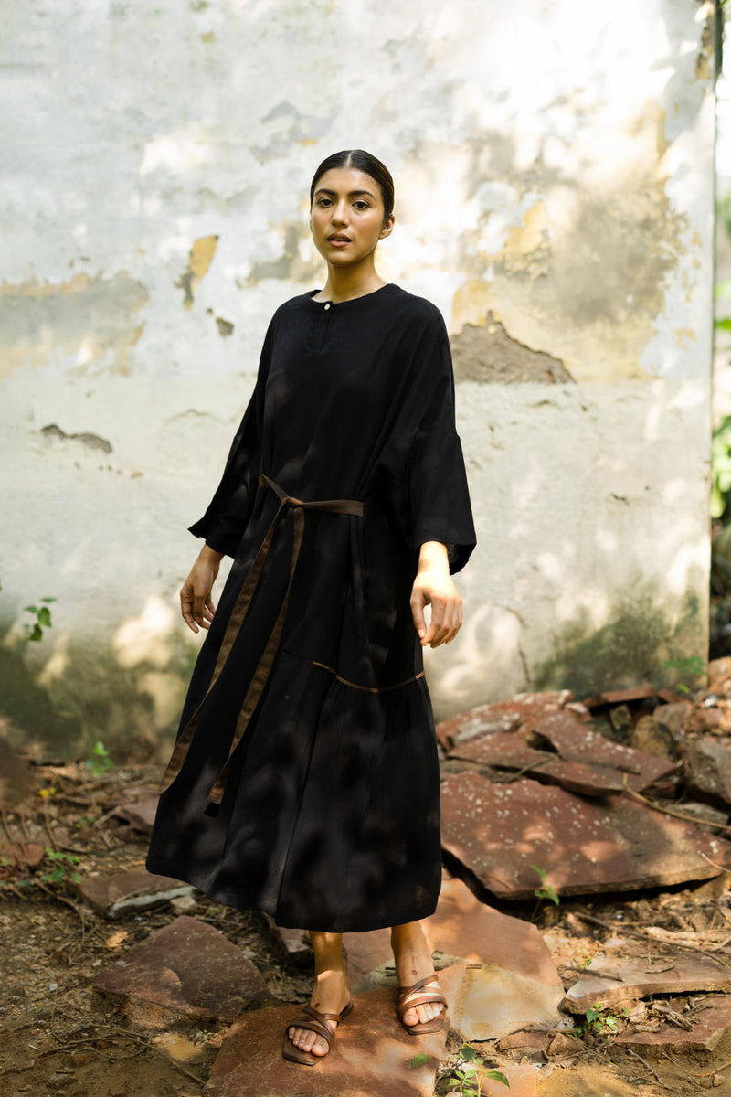 Edith Black Dress by Doodlage in black color for women Worldwide