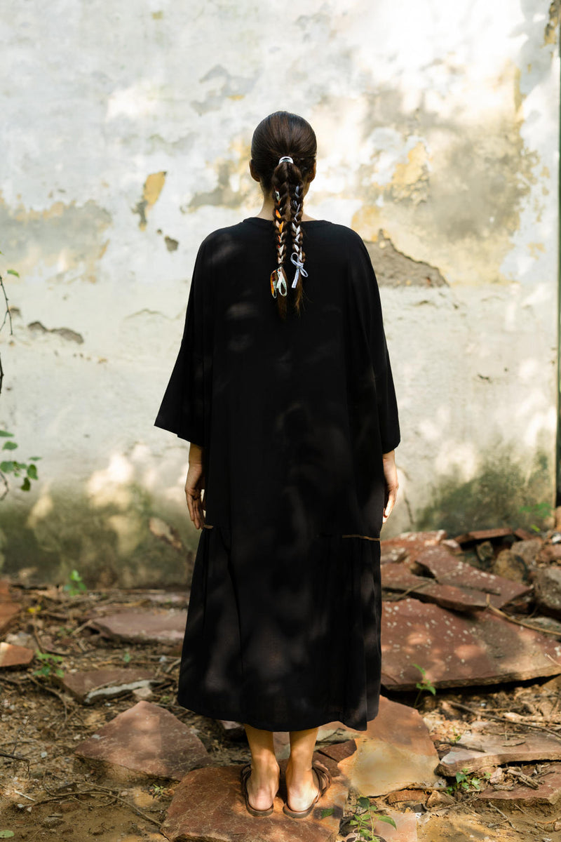 Edith Black Dress by Doodlage in black color for women Worldwide