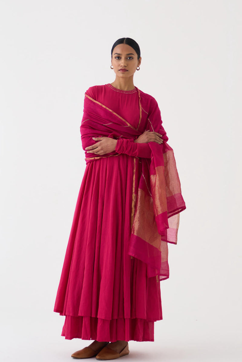 Amrita Rani Pink Ghoomar Anarkali Set